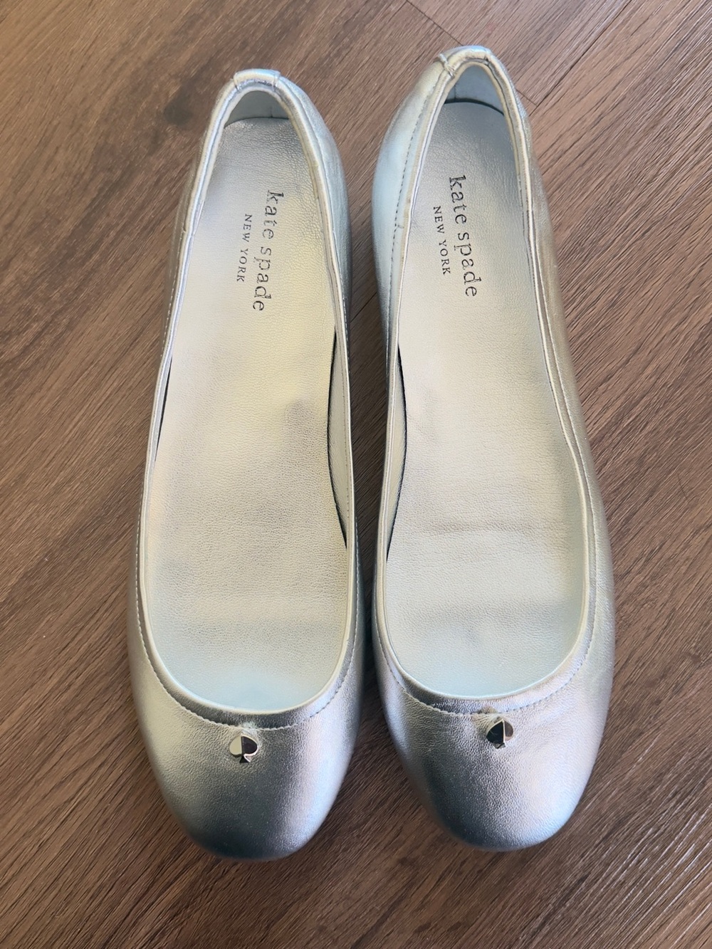 kate spade Silver Metallic Round-Toe Ballet Flats